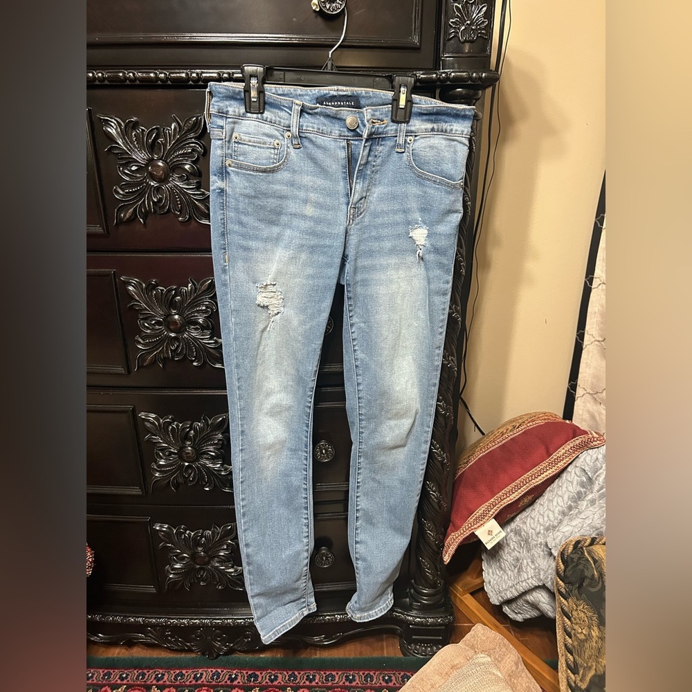 Light Blue Distressed Aeropostale Women Jeans